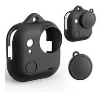 K&F CONCEPT Custodia in Silicone Nero Compatibile con Accessori Action Camera Insta360 Go Ultra - Morbida con coprilente, apertura laterale per scheda memoria, protezione completa