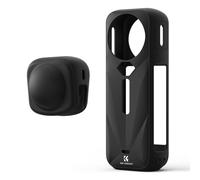K&F Concept Custodia in Silicone Nero compatibile con Insta360 X5, Custodia Protettiva Morbida con Copriobiettivo, Lato Batteria Aperto, Protezione Totale per Accessori Action Camera