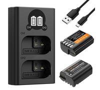 K&F CONCEPT DMW BLK22 Batteria di Ricambio e Caricatori Set 2400 mAh Batteria