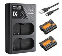 K&F Concept EN-EL15/EN-EL15A/EN-EL15B Kit batteria(2-Pack), Caricatore USB, batteria da 2100 mAh,Compatibile con Nikon DSLR D7000/D7100/D7200/D7500/D850/D810/D810A/D800/D800E/D750/D610/D600/D500