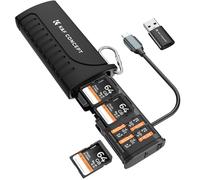 K&F CONCEPT Lettore di Schede con Custodia e Adattatore Integrati, USB 3.1, Supporto SD/microSD/Nano SIM, Compatibile PC/Mac/Android/iOS