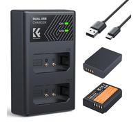 K&F CONCEPT LP-E10 Batteria (2 pezzi) con caricatore a doppio slot, doppia porta Micro USB e Type-C, compatibile con Canon EOS 1100D/1300D/1500D/1200D/X50 1200D e altre fotocamere.