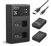 K&F CONCEPT LP-E12 Batteria Sostitutiva 2-Pack con Caricatore a Doppio Slot, Doppia Interfaccia Micro USB e Type-C, compatibile con Canon M2/M200/M50/M100/M10/100D e altre Fotocamere