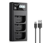 K&F CONCEPT LP-E6/LP-E6N/LP-E6NH Caricabatterie LCD a triplo slot, ricarica micro USB/Tipo-C, compatibile con Canon EOS R5, R6, EOS R, 80D, 70D, 60D, EOS 5D Mark II/III/IV