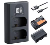 K&F Concept LP-E6NH (2 pezzi) 2600mAh e caricatore LCD a 2 slot, Aggiornamento, Compatibile con Canon EOS R5, R6, EOS R, 5D Mark IV, 5D Mark III, 5DS, 5DS R, 5D Mark II, 6D, 6D Mark II, 7D, 7D Mark II