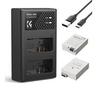 K&F Concept LP-E8 Batteria e Caricabatteria a Doppio Slot per Canon 550D,600D,650D,700D,EOS Rebel T5i T4i T3i T2i X5 (2 Batterias)