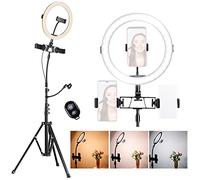 K&F Concept - Luce ad anello da 25,4 cm, con supporto da 58 cm, flessibile, clip per microfono, per fotocamera Vlog, video, smartphone, YouTube, autoritratto