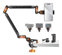 K&F CONCEPT Magic Arm Kit 22" con Morsetto, Braccio Magico per Telefono, Action Cam, Luce LED, Microfono