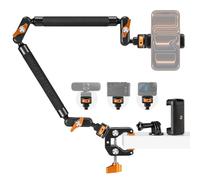 K&F CONCEPT Magic Arm Kit 22" con Morsetto, Braccio Magico per Telefono, Action Cam, Luce LED, Microfono