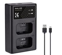 K&F CONCEPT NP-FW50 Caricabatterie con dual-slot, Micro USB e Tipo-C Doppia Interfaccia Compatibile con batteria A6000, A5000, A3000, A7II, A7RII, A7SII, A7S2, A7R, A7R2, A55, RX10, NEX-3/5/7
