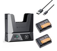 K&F CONCEPT NP-FZ100 2600mAh Doppia batteria con caricabatterie rapido modulare Compatibilità per Sony A7 IV A7R III A7R IV A9 A6600 A7R3 A7S III/A7S3 A7C Alpha 9 Alpha 9R A9R