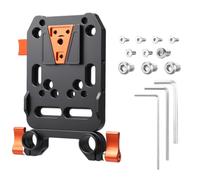 K&F CONCEPT Piastra Batteria V-Mount con 2 Morsetti per Tubi da 15mm | Adattatore V-Lock a Sgancio Rapido con Viti M3/M4 per Bracci Magici, Cage e Ventole per Fotocamera, MS-55