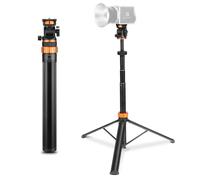 K&F CONCEPT Quick Release Treppiede per luci in metallo da 199 cm, carico max 5 kg, treppiede per fotocamera, cellulare, treppiede a tre gambe per cellulare con testa a sfera a 360° e vite da 1/4"