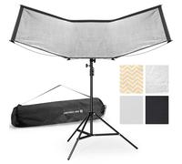 K&F CONCEPT Reflector Curvo, Reflector pieghevole ad apertura rapida con borsa Stand & Carry, Diffusore fotografico a forma di U 48 "x26" per ritratti in studio, 4 in 1 Nero/Bianco/Argento/Oro
