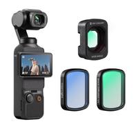 K&F CONCEPT Set Obiettivo Grandangolare Magnetico & Filtro Black Diffusion 1/4 & Filtro Luce Fredda, Compatibile con DJI Osmo Pocket 3, 3 Pezzi, Accessori di Filtri