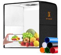 K&F CONCEPT Set Studio Fotografico Pieghevole 40x40 cm, Mini Light Box Dimmerabile 5500K con Illuminazione e 6 Sfondi PVC per Gioielli, Alimentazione USB 5V/2A