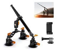 K&F CONCEPT Supporto Fotocamera Auto con 3 Ventose da 3” e Braccio Magico 360° - Asta Telescopica Regolabile - Supporto a Ventosa Stabile per GoPro, Insta360, Smartphone - Accessori Video per Auto