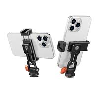 K&F Concept Clip per telefono in metallo, due porte per la scarpa fredda, regolazione verticale/orizzontale, tappetino in silicone, supporto in alluminio per iPhone 15/14/13, Samsung, Xiaomi, OnePlus