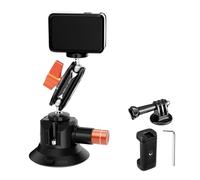 K&F CONCEPT Supporto Ventosa 3" con Braccio Magico Doppia Sfera - MS44 | Supporto auto con porta telefono e adattatore GoPro, fori 1/4" e 3/8" ARRI per fotocamera, smartphone e superfici lisce