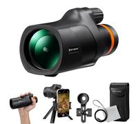 K&F Concept Telescopio Monoculare 12 * 50, HD BAK4, Monocolo Portatile con Interfaccia Arca, Clip per telefono, Supporto per Treppiede Piccolo, Canocchiale Monoculare per Bird Watching, Viaggio, Nero