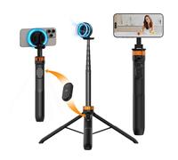 K&F CONCEPT Treppiede Bastone Selfie Magnetico 162Cm Per Cellulare | Compatibile Mag--S-afe+Samsung, Incluso Anello Metallico, Design Compatto Colore Nero Per iPhone/Smartphone -MS19
