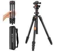 K&F Concept Treppiede Carbonio, 162cm Treppiede Fotocamera Leggero, Treppiede Viaggio, Treppiedi Reflex Professionale Portatile Compatto con 360° Testa a Sfera Carico Fino a 8 kg (Solo 1.13kg)