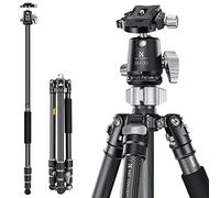 K&F Concept Treppiede Carbonio 173cm, Treppiede Fotocamera, Cavalletto da Viaggio, Treppiedi Reflex Professionale Portatile Compatto con 360° Testa a Sfera e Piastra di Sgancio per Fotocamera DSLR