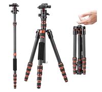K&F Concept Treppiede Fotocamera 154cm, Treppiede in Carbonio C225C0+BH-25, Tripod Camera Compatto con Monopiede e Testa a Sfera a 360°, Carico Max 8kg, Cavalletto Fotografico per DSLR/Sony/Canon,ecc.