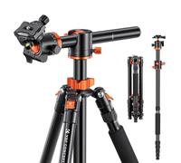 K&F Concept Treppiede Fotocamera 173cm, Cavalletto Fotografico in Alluminio con Colonna Centrale Orizzontale, Monopiede Staccabile, Testa a Sfera 360°, per Canon Nikon Sony Camera, T255A4+BH-28L, 10kg