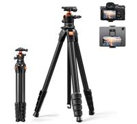 K&F CONCEPT Treppiede Fotocamera 187CM, Treppiede Compatto in Alluminio A305A3+BH-40, Cavalletto Fotografico con Testa a Sfera e Arca Swiss, Capacità 10KG, Compatibile con iPhone/DSLR/Canon/Nikon,ecc.