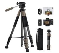 K&F Concept Treppiede Fotocamera e Smartphone 190cm, Treppiede Leggero in Alluminio S255A3+BV01 con Telecomando Bluetooth/Clip 2-in-1/ Borsa, Cavalletto Fotografico per Canon Nikon Sony/DSLR/iPhone