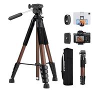 K&F Concept Treppiede Fotocamera e Smartphone 190cm, Treppiede Leggero in Alluminio S255A3+BV01 con Telecomando Bluetooth/Borsa/Clip 2-in-1, Cavalletto Fotografico per Canon Nikon Sony/DSLR/iPhone