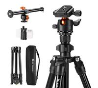 K&F Concept Treppiede con Braccio Estensibile, Treppiede Fotocamera e Smartphone 195cm, Treppiede da viaggio in Alluminio Leggero, Compatibile con Canon Nikon Sony DSLR iPhone, 360° Testa a sfera