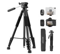 K&F Concept Treppiede Fotocamera e Smartphone 48-190cm, Treppiede Leggero in Alluminio S255A3+BV01 con Telecomando Bluetooth, Treppiede Portatile e Compatto per DSLR/Cellulari/Ipad/Live Streaming