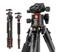 K&F Concept Treppiede per Fotocamera Carbonio,Treppiede Viaggio Leggero con Monopiede, Treppiede Professionale Compatto con 360° Testa a Sfera per Fotocamera DSLR, Carico Massimo: 15KG (A255C2+BH-36L)