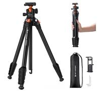 K&F CONCEPT Treppiede per Fotocamera 163cm, Cavalletto Fotografico in Alluminio Leggero e Compatto, Carico Max 10kg, Treppiedi per Fotocamere DSLR/Sony/Canon/Nikon, Binocoli, Smartphone, iphone ecc