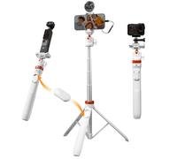 K&F CONCEPT MS08 Treppiede Smartphone 159cm, Cavalletto per Cellulare con Telecomando Bluetooth, Bastone Selfie per iPhone/DSLR/DJI Osmo 360/ Action 5 Pro/DJI Pocket 3 4/ Insta 360 X5/Gopro, Bianco