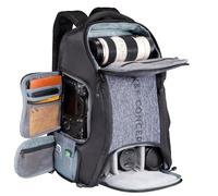K&F CONCEPT Zaino Foto 25L 3 Scomparti Impermeabile Nero Grigio