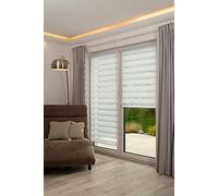 K-home Tenda a rullo doppia Klemmfix, Madrid, senza fori, 125 x 150 cm (larghezza x lunghezza), colore bianco