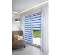 K-home® Tenda a rullo doppia Klemmfix, Madrid, senza fori, blu, larghezza 60 x altezza 150 cm