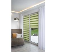 K-home® Tenda a rullo doppia Klemmfix, Madrid, senza fori, verde, larghezza 100 x altezza 150 cm