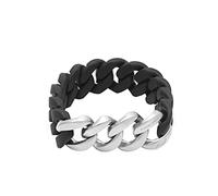 K JEWELS - Great Black Chain, bracciale da uomo e donna in Caucciù, Acciaio satinato, lunghezza 20 cm, Techno Line