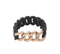 K JEWELS - Great Black Chain, bracciale da uomo e donna in Caucciù, Acciaio satinato, lunghezza 20 cm, Techno Line