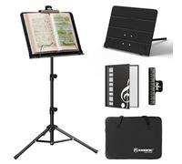 K KASONIC Leggio per spartiti pieghevole a doppio uso 2 in 1 e supporto per libri da tavolo con borsa da trasporto portatile e supporto per clip per spartiti