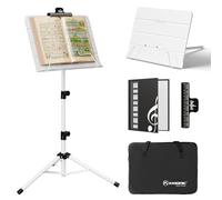 K KASONIC Leggio per spartiti pieghevole a doppio uso 2 in 1 e supporto per libri da tavolo con borsa da trasporto portatile e supporto per clip per spartiti