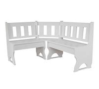 k koma Panca angolare in legno di pino massiccio, colore bianco, 100 x 160 cm - cassapanca da cucina o sala da pranzo con vano contenitore