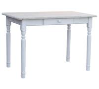 k koma Tavolo da pranzo da cucina in pino massiccio bianco miele con cassetto, non trattato (70 x 100)