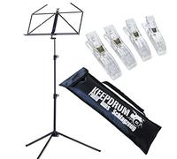 K&M 100/1 - Leggio nero + custodia Keepdrum + 4 graffette per spartiti