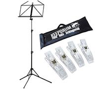 K&M 100/5 - Leggio + custodia keepdrum + 4 mollette, Nero