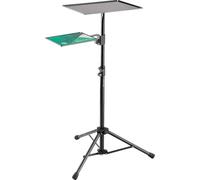 K&M 12150 Supporto per portatile nero, in acciaio - Supporto per portatile con tappetino del mouse - pieghevole, con treppiede - per stage, studio e conferenze